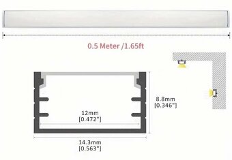 hlinikový difuzor pre LED osvetlenie + COB LED pásik - 5