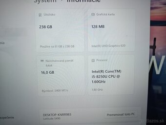 dotykový Dell Latitude 5490 , Intel® Core™i5 ,16gb ram , ssd - 5