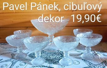 Retro sklenená žardiniéra+6 ks misky - 5