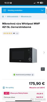 Mikrovlnná rúra Whirlpool MWF 421 SL čierna/strieborná - 5