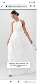 Svadobné biele čipkované šaty - 5