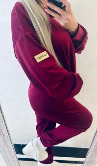 Damska talianska velurova suprava bordo - 5