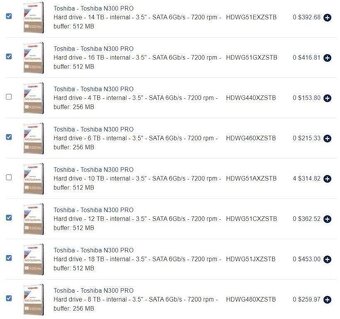 Toshiba N300 Pro a MG06 , MG08 - NAS 8 / 18TB CMR - 5