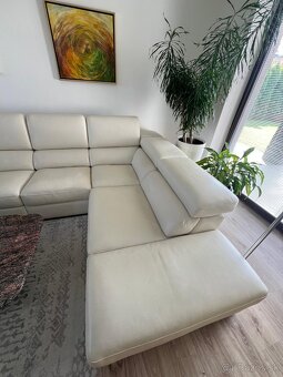 talianska kožená sedacia súprava s taburetom - 5