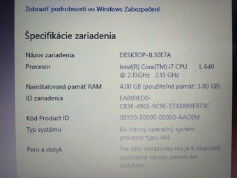 predám HP elitebook 2540p ,Intel® Core™ i7 ,4gb ram ,ssd - 5