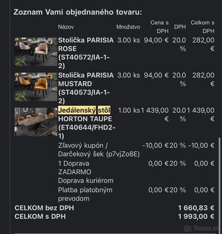 Jedálenský stôl Marmol s industriálnou kovovou konštrukciou - 5