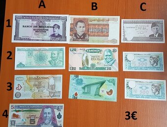 Bankovky 1,5€ - 5€ - 5
