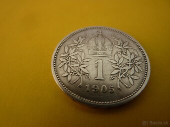 R-U vzácna strieborná 1 koruna 1905 bz vo veľmi peknom stave - 5