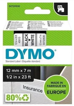 Páska do štítkovača Dymo D1, biela/čierna, 12 mm - 5