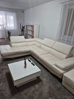 Kožená sedacia súprava + taburetka - 5