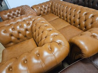 CHESTERFIELD ŠTÝL,TOP STAV,BLEDO HNEDÁ SEDAČKA - 5