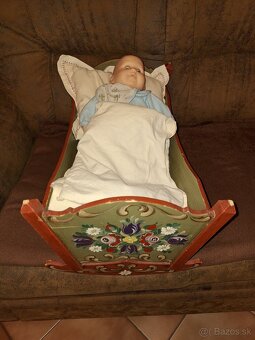 Stará maľovaná drevenná koliska - 5