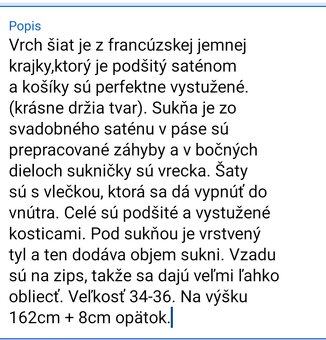 Svadobne saty velkost 34-36 - 5