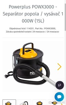Powerplus POWX3000 - Separátor popola / vysávač 1 000W (15L) - 5