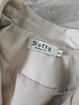 Krémová koženková bunda - 5