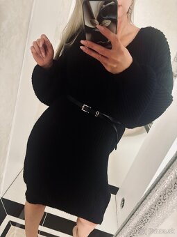 Damske pletene šaty s opaskom Mirella black - 5