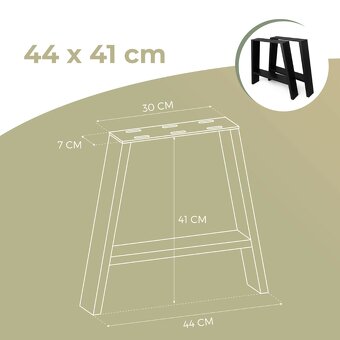 Stolové kovové podnože čierne 2 ks, 30/44×41 cm - 5
