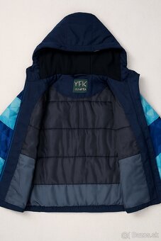 Detská zimná bunda 146–152, kapucňa, modro–tyrkysová - 5