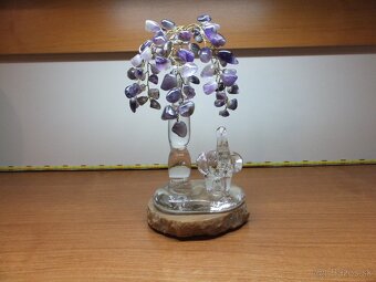 Krásný stromeček štěstí Ametyst a s figurkou slona. - 5