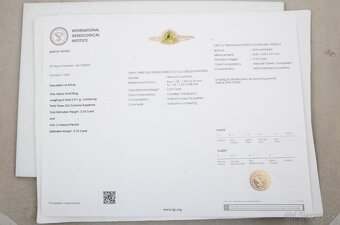 14k Zlatý prsteň s prírodným žltozeleným Peridotom a Zafírmi - 5