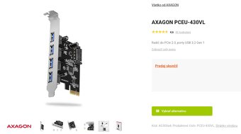 AXAGON PCEU‑430VL – USB 3.0 PCIe karta, nepoužitá - 5