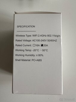 Inteligentná zásuvka Wi-Fi biela 20A - 5