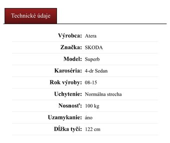 Strešný nosič ATERA SIGNO 045 210 pre SKODA Superb - 5