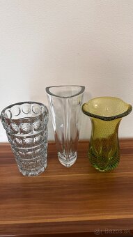 Hutné sklo s bublinkami  - retro, umelecká váza - 5