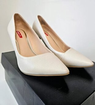 Kožené vysoké business lodičky Baťa béžové - 5