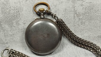 Velké dvouplášťové kapesní hodinky Régulatéur s řetezem - 5