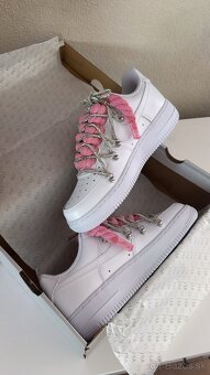 Nike Air Force 1 White - Double Laced Pink Glitters - 5