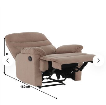 Masážne polohovacie kreslo, sivobéžová  Taupe látka, LAMBERT - 5