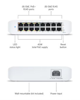 Predám Switch Ubiquiti UniFi Lite 16 PoE - 5