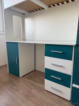 Detská poschodová posteľ so skriňou a stolom - 5