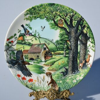 nádherné veľké porcelánové taniere s prírodnou panorámou - 5