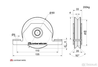 Vodiace kolieska Combi Arialdo – Ø 80 mm, 200 kg - 5