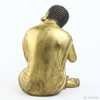 Starožitná čínska pozlátená medená socha Budhu - 5