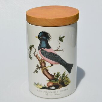 Dve vintage veľké dózy s dreveným vrchnákom Vtáky - 5