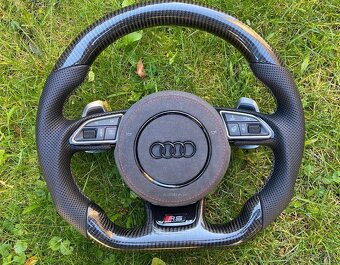 AUDI VOLANT KARBONOVY - zkoseny - karbon - perforovana koža - 5