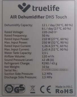 Odvlhčovač s cistickou vzduchu TrueLife DH5 Touch biely - 5