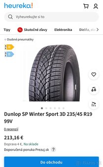 Zimné Dunlop 235/45-r19 - 5