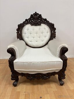 Sedačka v drevenom ráme,biela,ŠTÝLOVÁ-ZĽACNENÁ - 5