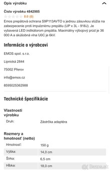 Zásuvka EMOS - prepäťová ochrana - 5
