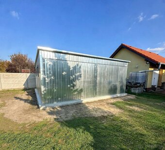 Plechová garáž 6x6 pozinkované prevedenie, 2x výklopná brána - 5