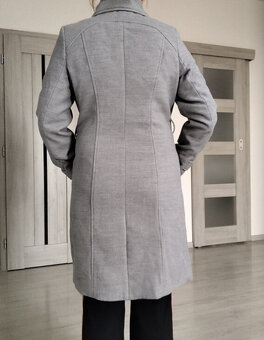 Krasny sivy, sedy elegantny dlhy flausovy kabat - 5