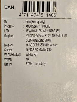 Acer NITRO V 16 - Ryzen 8845HS/RTX 4060/16GB RAM - 5