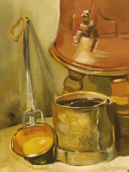 Obraz, Kávovar, stará olejomalba 73x55 - 5