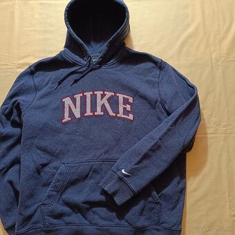 Nike modrá mikina s veľkým logom spellout y2k vintage XL - 5