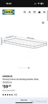 Detska postel IKEA Kritter, rost, matrac, zabrany - 5