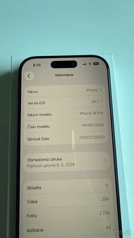 iPhone 16 pro 128 GB , Black titanium ( záruka 5/2027 ) - 5